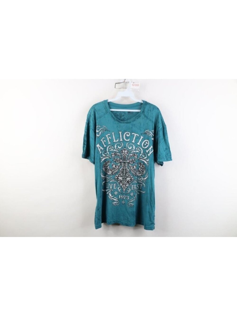 Affliction Live Fast Mens Large Tribal Fleur de Lis UFC MMA Fighting T-Shirt USA